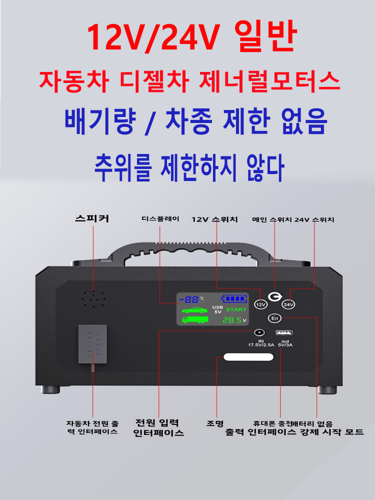 Car Jump Starter 12V 24V Truck - 6000A Super Capacitor Jump Starter 12V