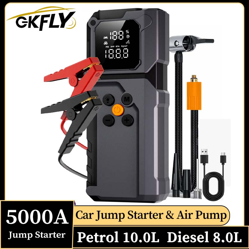 Jump Starter 12V Diesel - GKFLY 5000A 4-in-1 Jump Starter, 150PSI