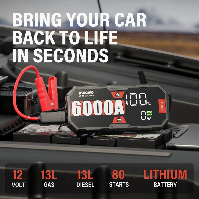 Portable Jump Starter 4000A - JFEGWO Car 4000A 6000A Portable Jump