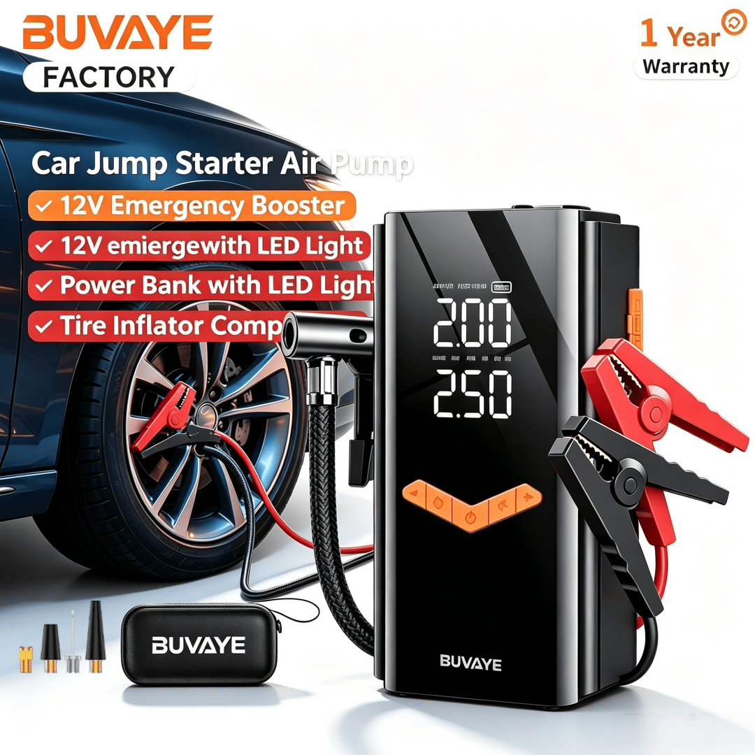 Jump Starter Cable 2000A - 10000mAh 150PSI 4-IN-1 Car Jump Starter