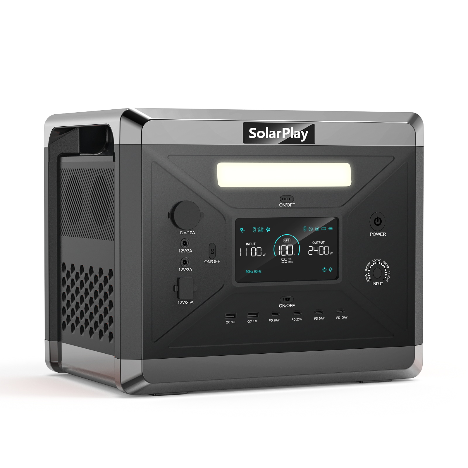 Solar Jump Starter Power Bank - 2400W Portable Solar Generator LiFePO4 Battery