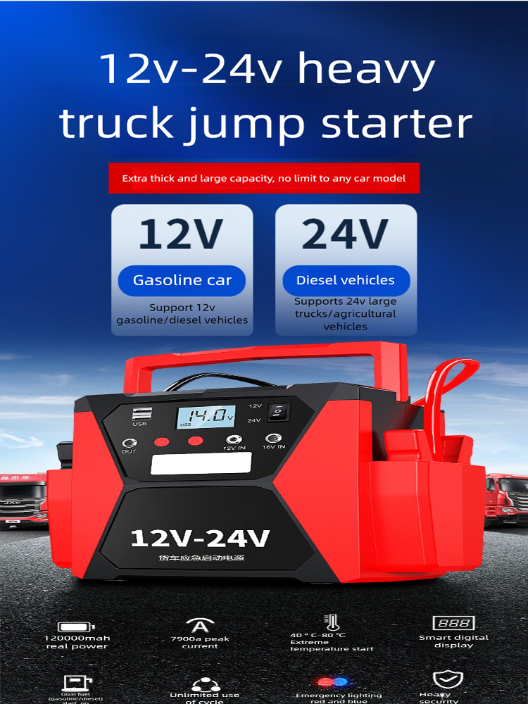 Car Jump Starter 12V 24V Truck - 24V 12V Jump Car 6000A 10098000mha