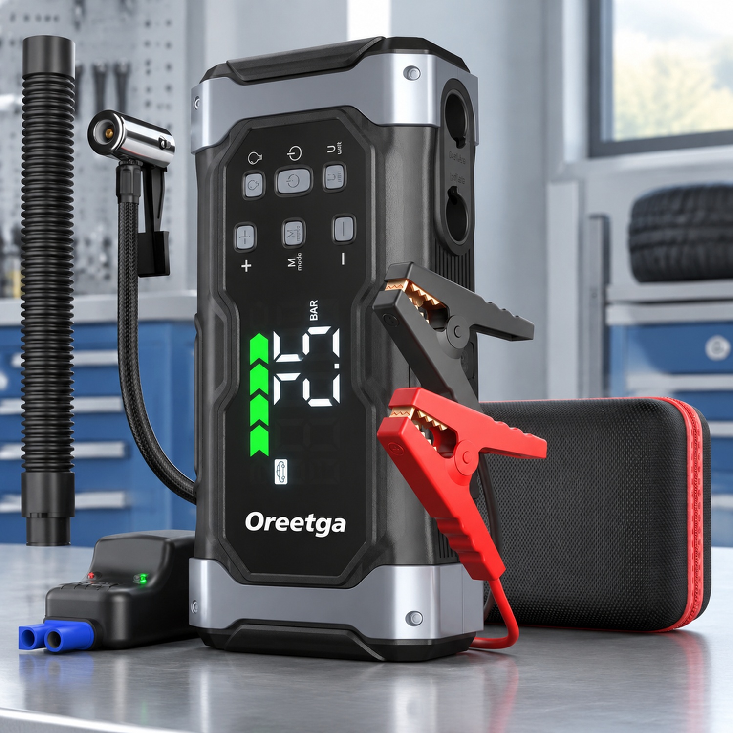 Jump Starter With Air Compressor - Upgraded 9000A Car Jump Starter with