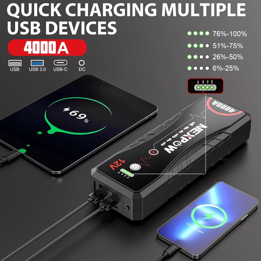 Car Jump Starter 4000A Portabl - Portable Jump Starter 4000A recension och pris