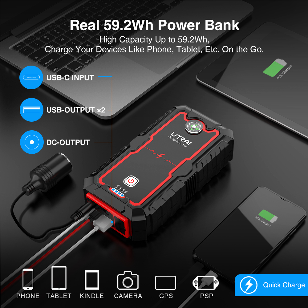 UTRAI Power Bank  2000A Jump S - Jump Starter Cable 2000A recension och pris