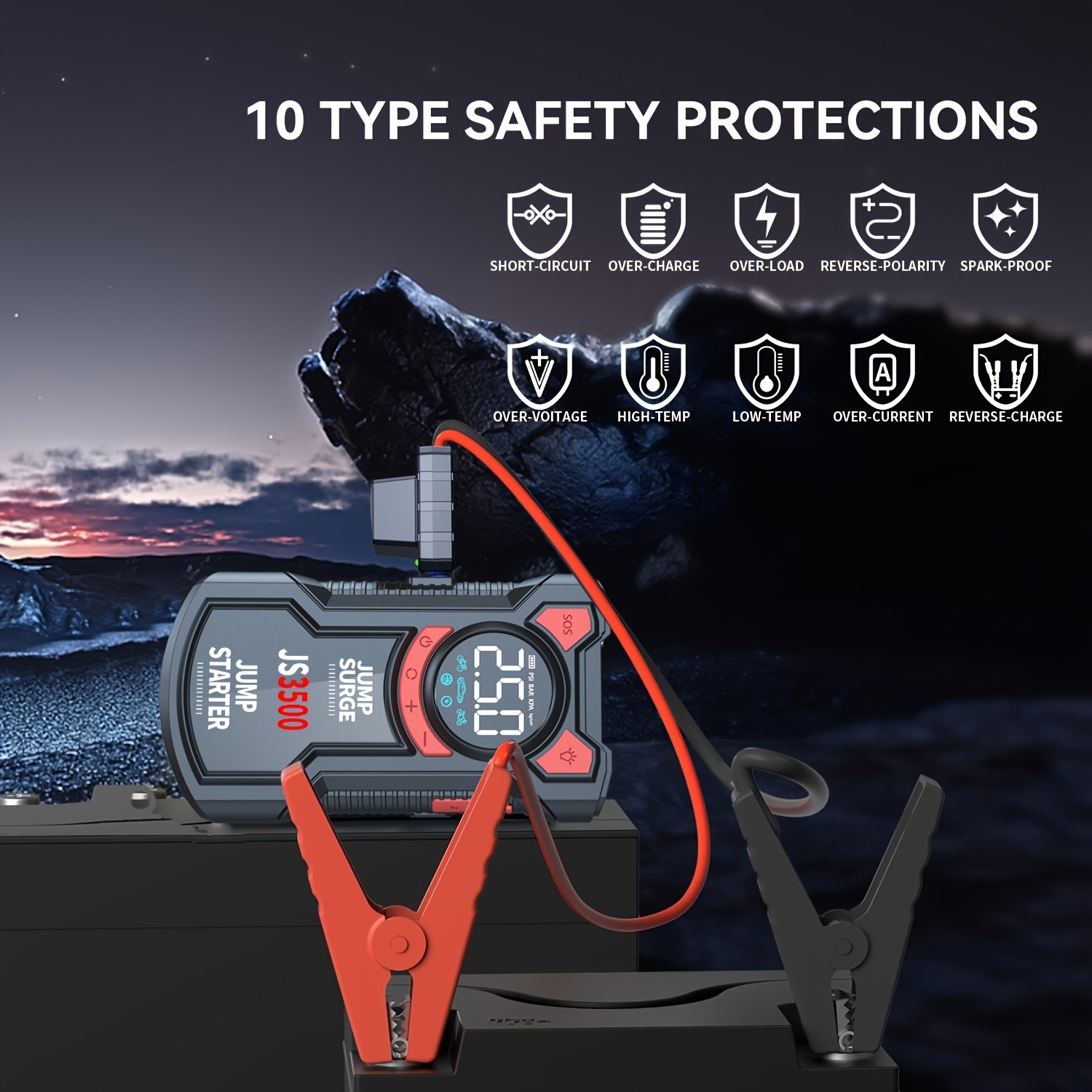 5-in-1 Jump Starter with Digit - Lithium Jump Starter 3000A Peak recension och pris
