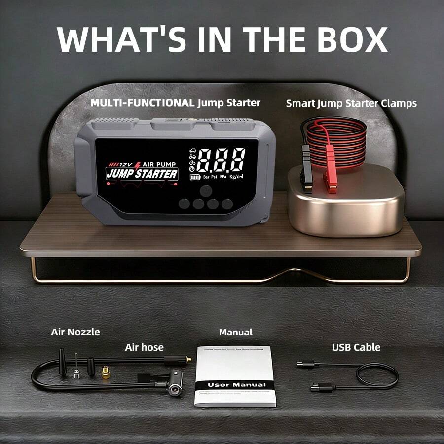 HUASHIJIE Portable Large-Capac - Jump Starter With Air Compressor recension och pris