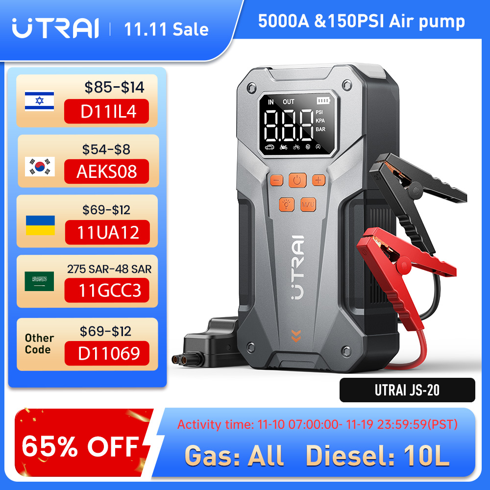 UTRAI 150PSI 5000A Jump Starte - Jump Starter 12V Diesel recension och pris