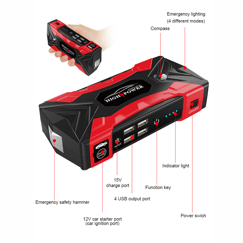 Car Jump Starter 3000A Peak 12 - Lithium Jump Starter 3000A Peak recension och pris
