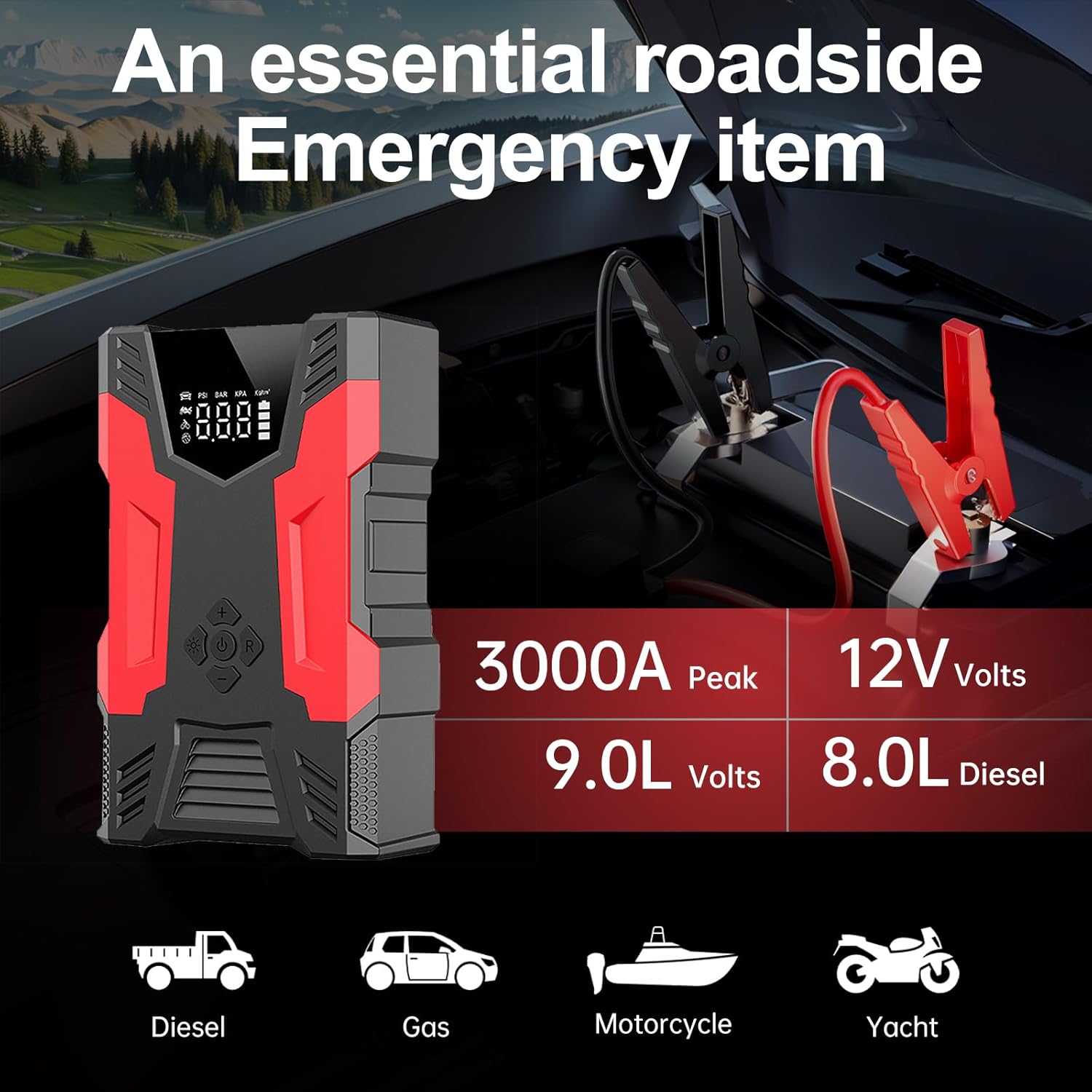 2000A Portable Car & Truck Jum - Jump Starter With Air Compressor recension och pris