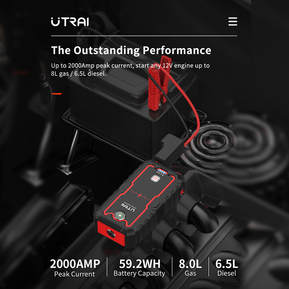UTRAI 2000A Jump Starter Power - Jump Starter Cable 2000A recension och pris